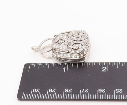 925 Sterling Silver Vintage Pendant Round CZ Openwork Handbag OPENS  PT25792