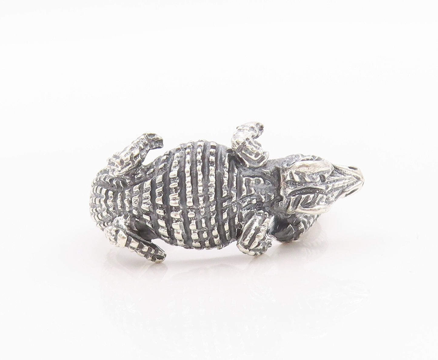 925 Sterling Silver Vintage Ring Dark Tone Solid Carved Alligator SZ 10  RG32204