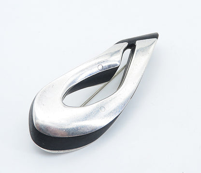 925 Sterling Silver  Vintage Modernist Two Tone Design Brooch Pin  BP2864