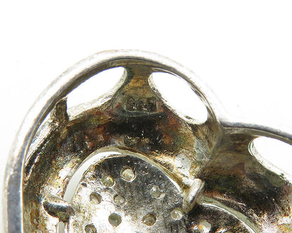 925 Sterling Silver  Vintage Topaz Encrusted Love Heart Dome Pendant  PT13882