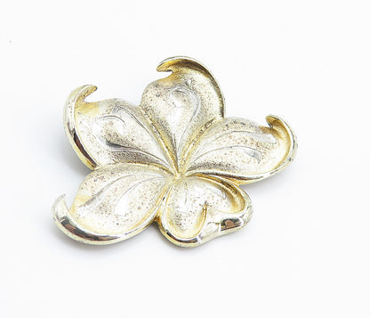 GORHAM 925 Sterling Silver  Vintage Shiny Detailed Flower Brooch Pin  BP2850