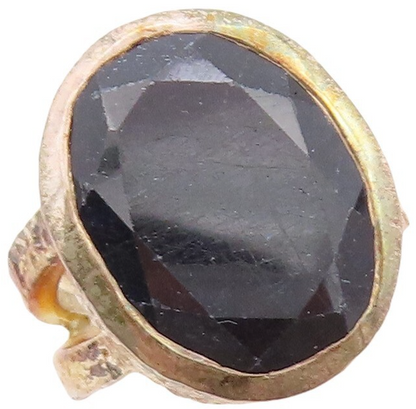 925 Sterling Silver Vintage Ring Solid Crush Carved Oval Onyx  Sz 6  RG30761