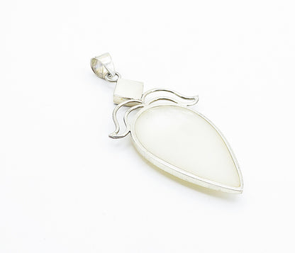 925 Sterling Silver  Shiny Mother Of Pearl & Lapis Lazuli Drop Pendant  PT6113