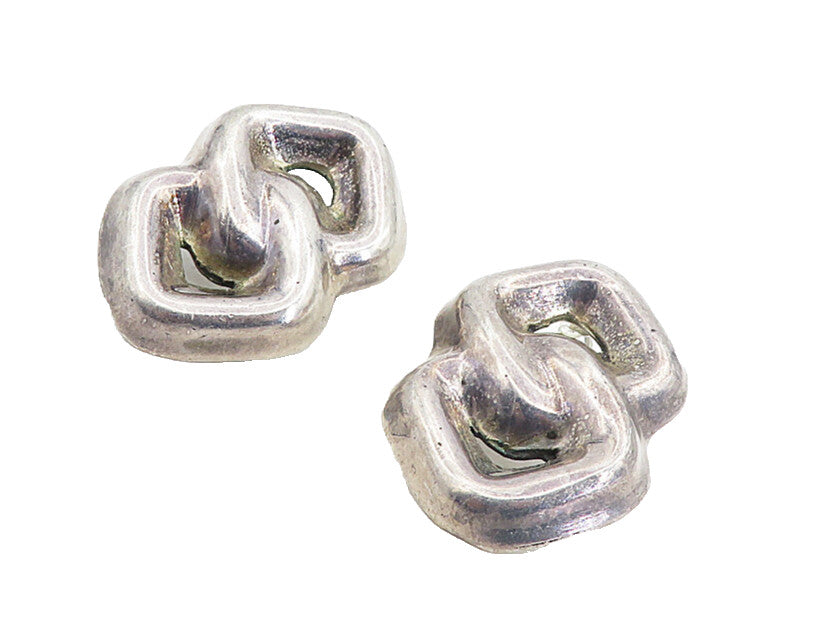 MEXICO 925 Sterling Silver   Vintage Dark Tone Linked Drop Earrings  EG4413
