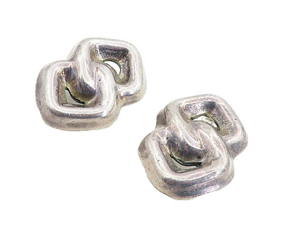 MEXICO 925 Sterling Silver   Vintage Dark Tone Linked Drop Earrings  EG4413