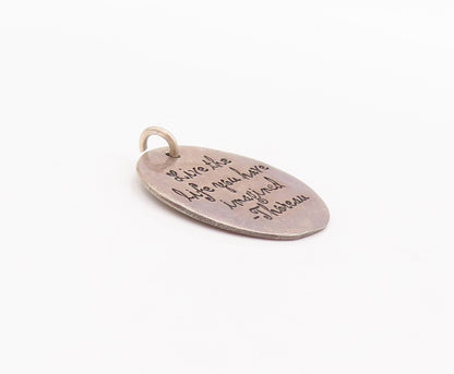 925 Sterling Silver Vintage Pendant Etched Live Your Dreams Message  PT22914