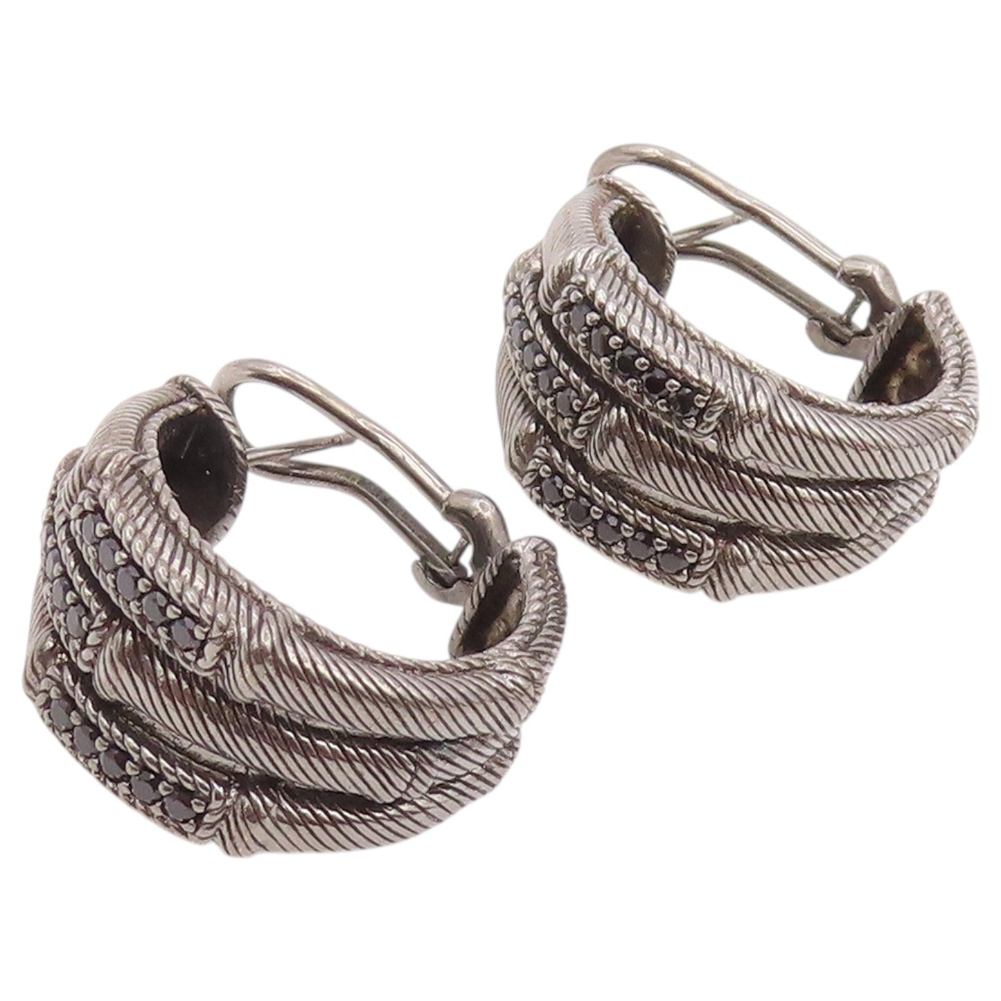 925 Sterling Silver Vintage Earrings JUDITH RIPKA Spinel Twisted Cable  EG14508