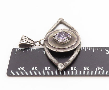 925 Sterling Silver Vintage Pendant Amethyst Third Eye Of Providence  PT25639