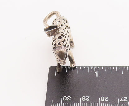 925 Sterling Silver Vintage Pendant Solid 3d Carved Patched Leopard  PT23232