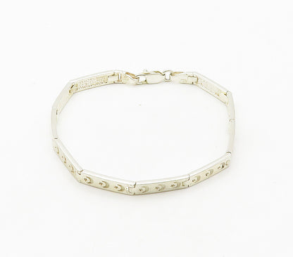 925 Sterling Silver   Shiny Crescent Moon & Star Hinge Chain Bracelet  BT6402