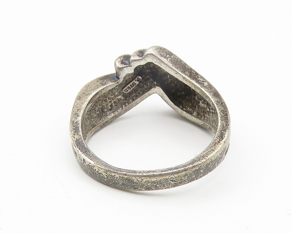 925 Sterling Silver  Vintage Dark Tone Fluted Swirl Band Ring Sz 8  RG11101