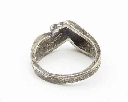 925 Sterling Silver  Vintage Dark Tone Fluted Swirl Band Ring Sz 8  RG11101