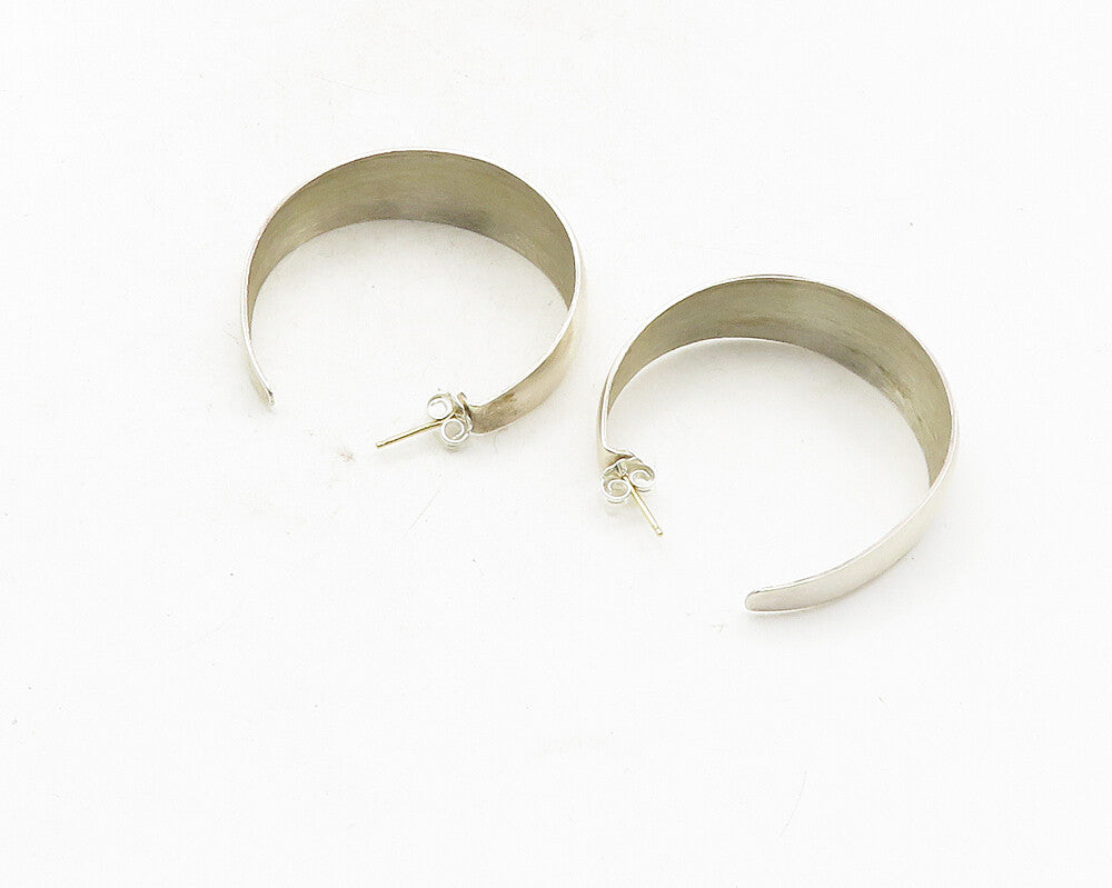 925 Silver & 14K GOLD  Vintage Shiny Smooth Pointed JHoop Earrings  EG5000