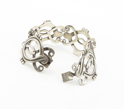 PEDRO CASTILLO 925 Silver  Vintage Open Swirl Design Chain Bracelet  BT6344