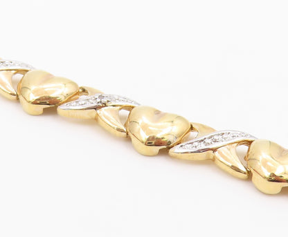 925 Sterling Silver  Genuine Diamonds Love Hearts XO Chain Bracelet  BT7583