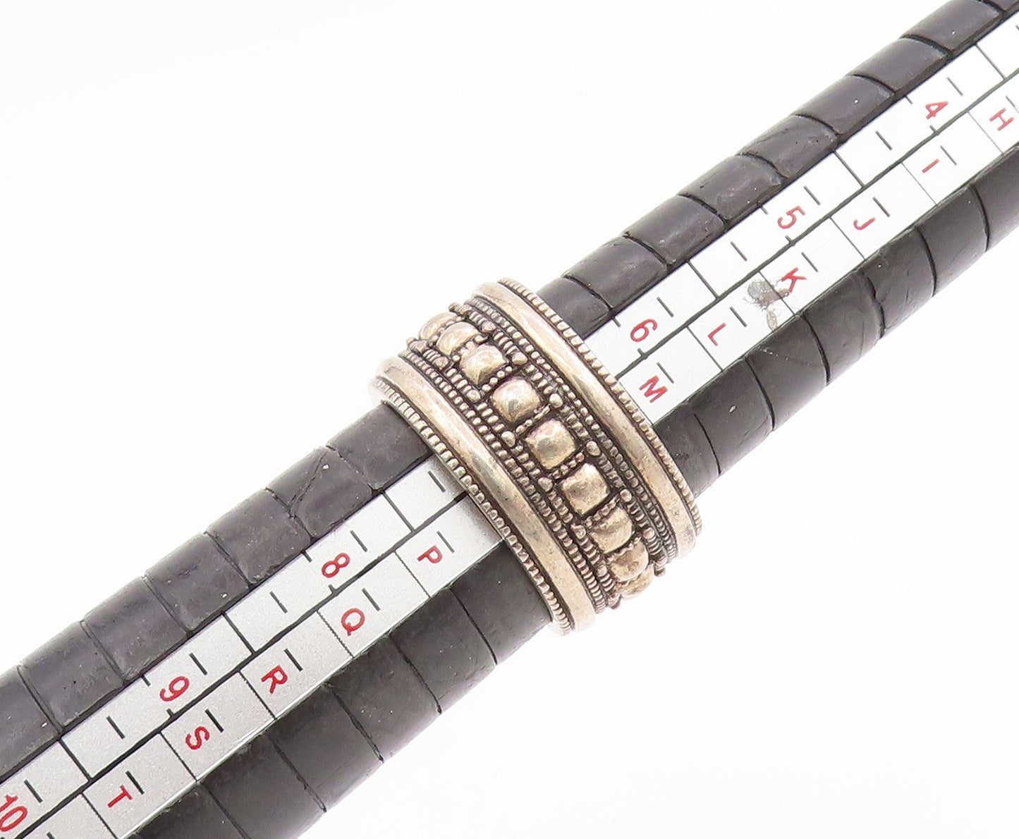 925 Sterling Silver Vintage Ring JUDITH JACK Beaded Rope Band  Sz 6.5  RG34552