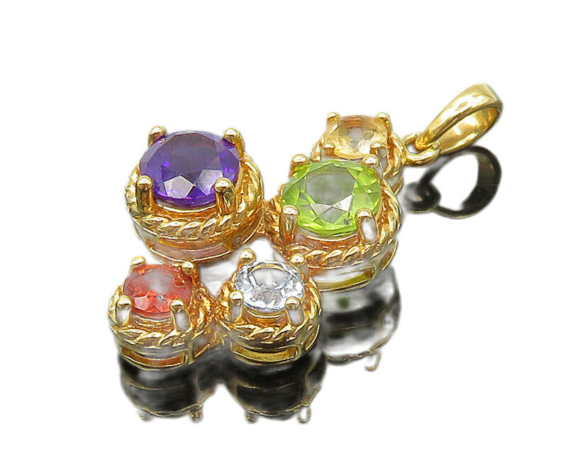 ROSS SIMON 925 Sterling Silver  Peridot Amethyst & Topaz Pendant  PT13923