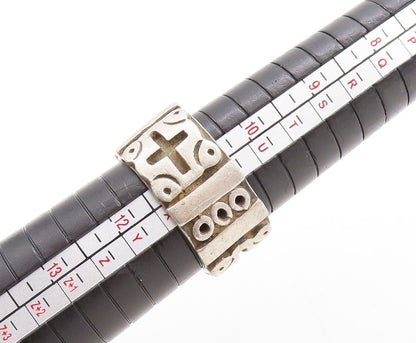 925 Sterling Silver Vintage Ring MEXICO Solid '+' & 'O' Carved  Sz 11  RG31161