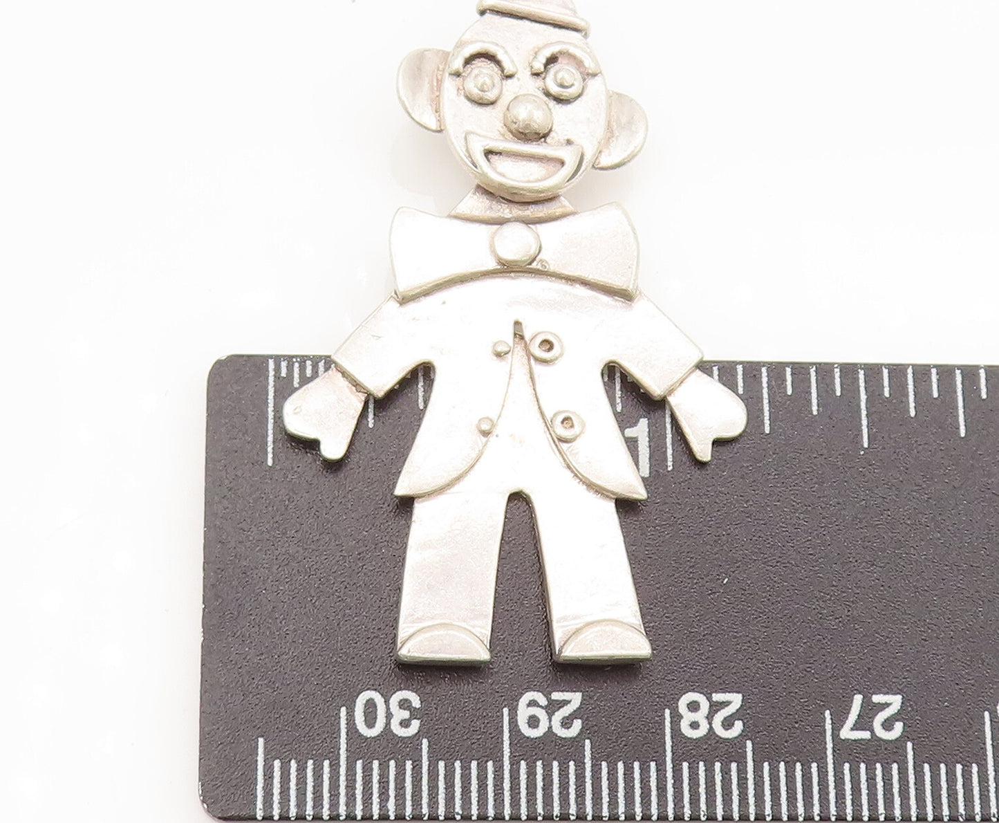 925 Sterling Silver  Vintage Cutout Carved Joker Solid Pendant  PT22233