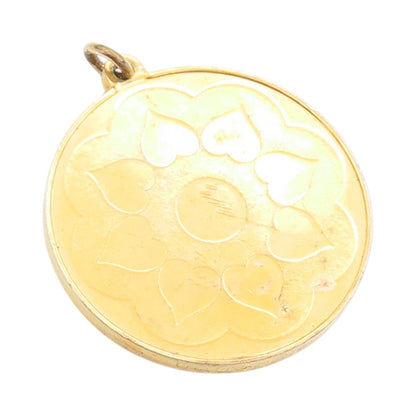 925 Sterling Silver Vintage Pendant Gold Plated Floral Design Medallion  PT24908