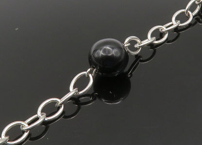 ESPO 925 Sterling Silver Vintage Black Onyx & Cubic Zirconia Necklace  NE3678