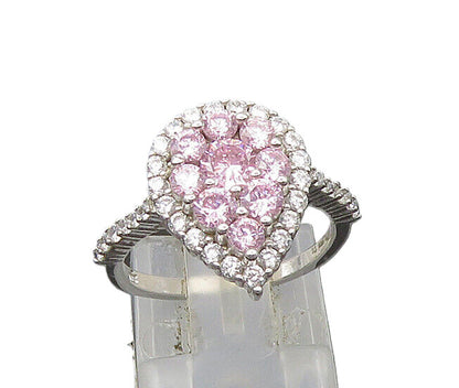 925 Sterling Silver  Vintage Pink Cubic Zirconia Band Ring Sz 6  RG21462