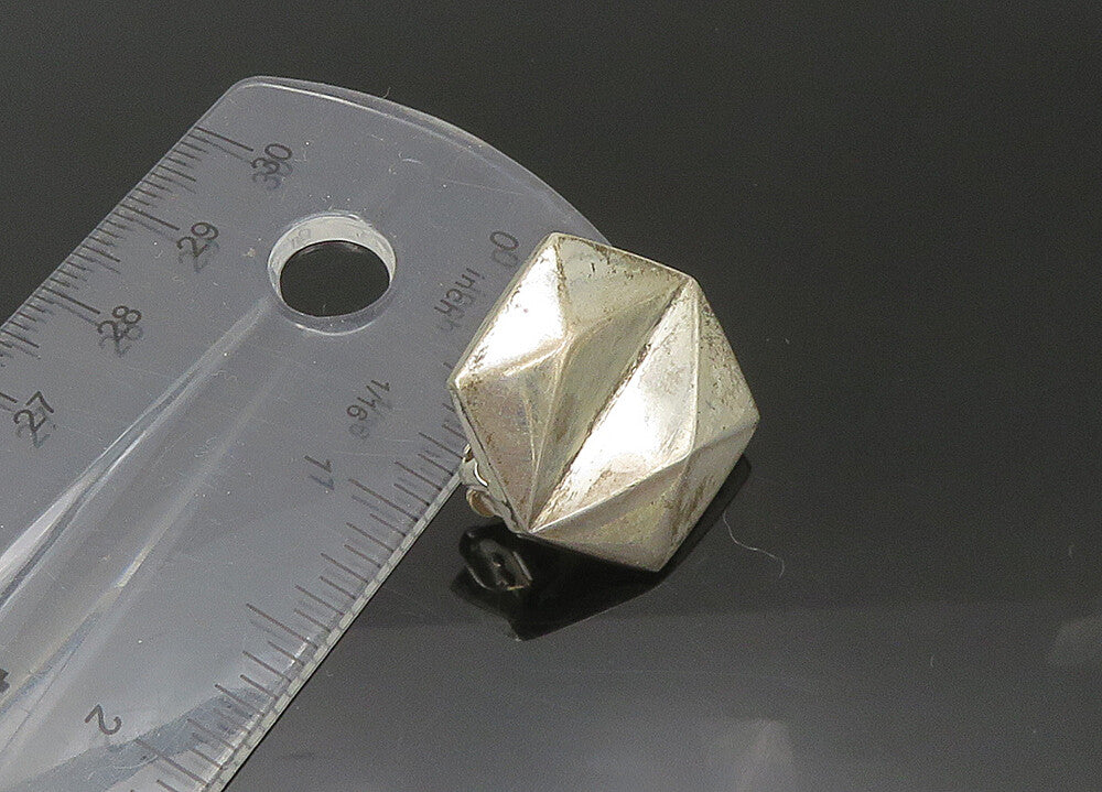 925 Silver & 14K GOLD  Vintage Geometric Shiny Non Pierce Earrings  EG10975