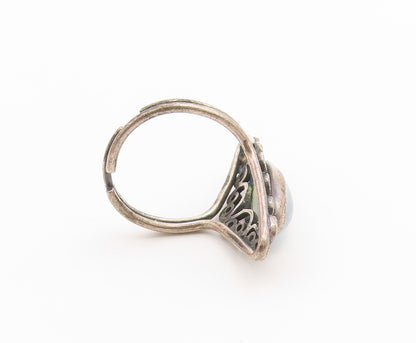 925 Sterling Silver Vintage Ring Cabochon Moonstone Filigree Band  Sz 6  RG36934