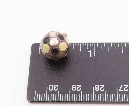 925 Sterling Silver  Vintage Enamel Soccer Ball Sport Drop Pendant  PT19932
