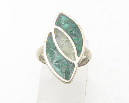 SOUTHWESTERN 925 Silver Vintage Crushed Turquoise Band Ring Sz 4 RG13507