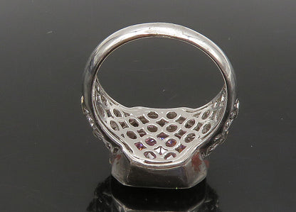 925 Silver  Vintage Pink Cubic Zirconia 2 Tone Cocktail Ring Sz 10  RG23089