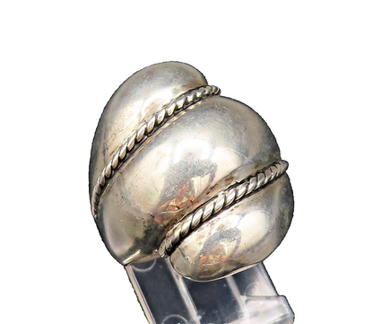 ESPO SIG 925 Sterling Silver Vintage Scalloped Rope Twist Dome Ring Sz 8 RG26063