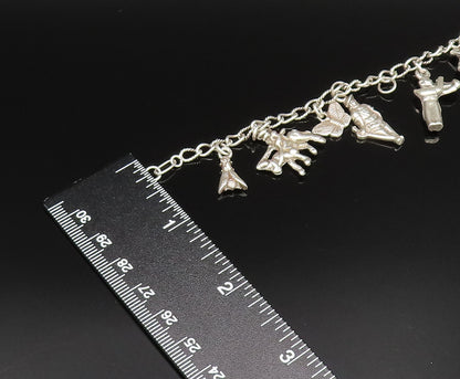 925 Silver  Vintage Butterfly BLM Fist Camel & Multi Charm Bracelet  BT9594