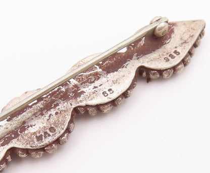 MMA  925 Silver  Vintage Dark Tone Bubble Detail Horizontal Brooch Pin  BP5472