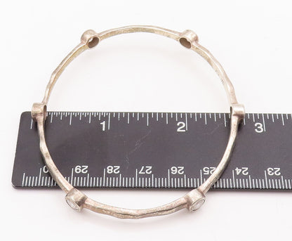 925 Sterling Silver Vintage Bracelet Minimalist Topaz Beaded Bangle  BT10535