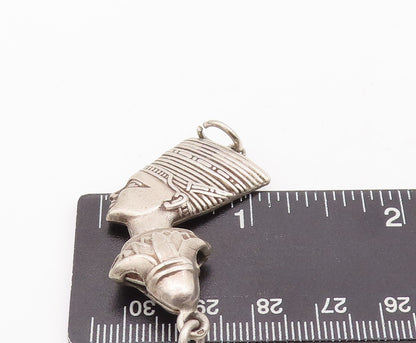925 Sterling Silver Vintage Pendant MIDDLE EAST Egyptian Queen Nefertiti PT23466
