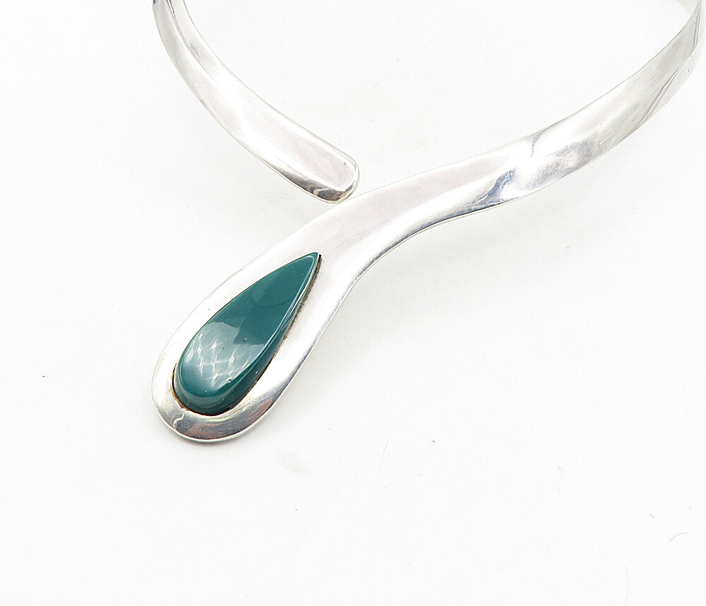 JQM MEXICO 925 Sterling Silver Vintage Gemstone Solid Collar Necklace NE1620