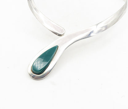 JQM MEXICO 925 Sterling Silver Vintage Gemstone Solid Collar Necklace NE1620