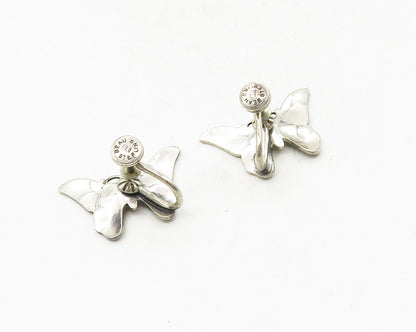 BEAU 925 Sterling Silver   Vintage Butterfly Motif Non Pierce Earrings  EG5081