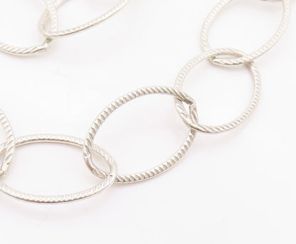 925 Sterling Silver Vintage Necklace ESPO SIG Cutout Carved Linked Rings  NE4321