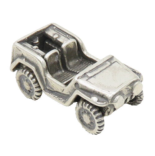 925 Sterling Silver  Vintage Shiny Old Fashioned Jeep Table Trinket  TR2584
