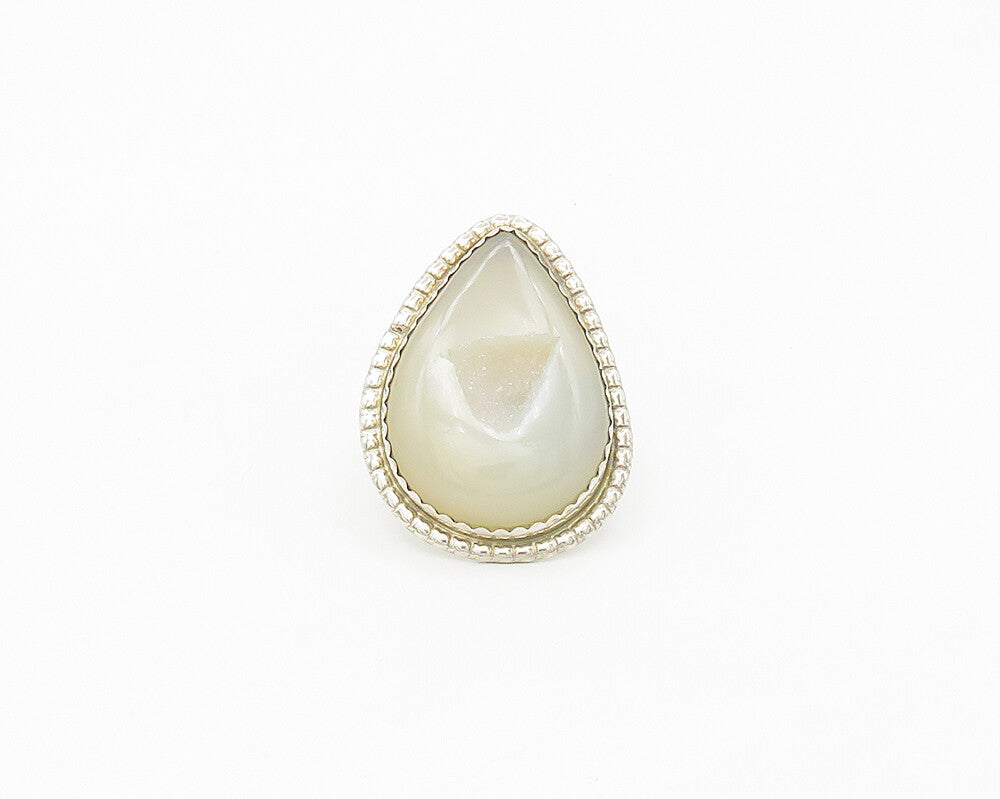 BERNADINE BEGAY TSOSIE NAVAJO 925 Silver  Vintage Quartz Ring Sz 10  RG17852