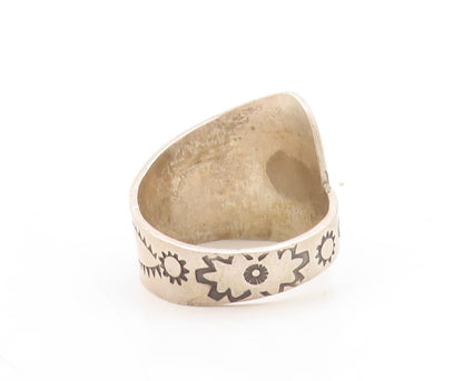 925 Sterling Silver Vintage Ring Brutalist Trible Design Etched  Sz 11  RG31352