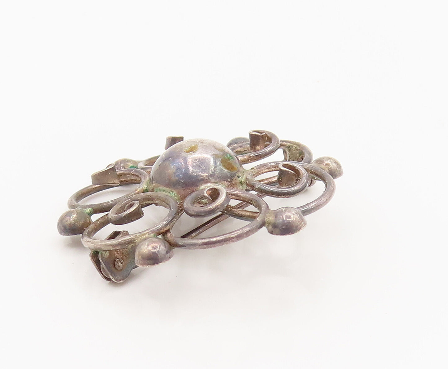 HERMANN SIERSBOL DENMARK 925 Silver  Vintage Open Flower Brooch Pin  BP10131