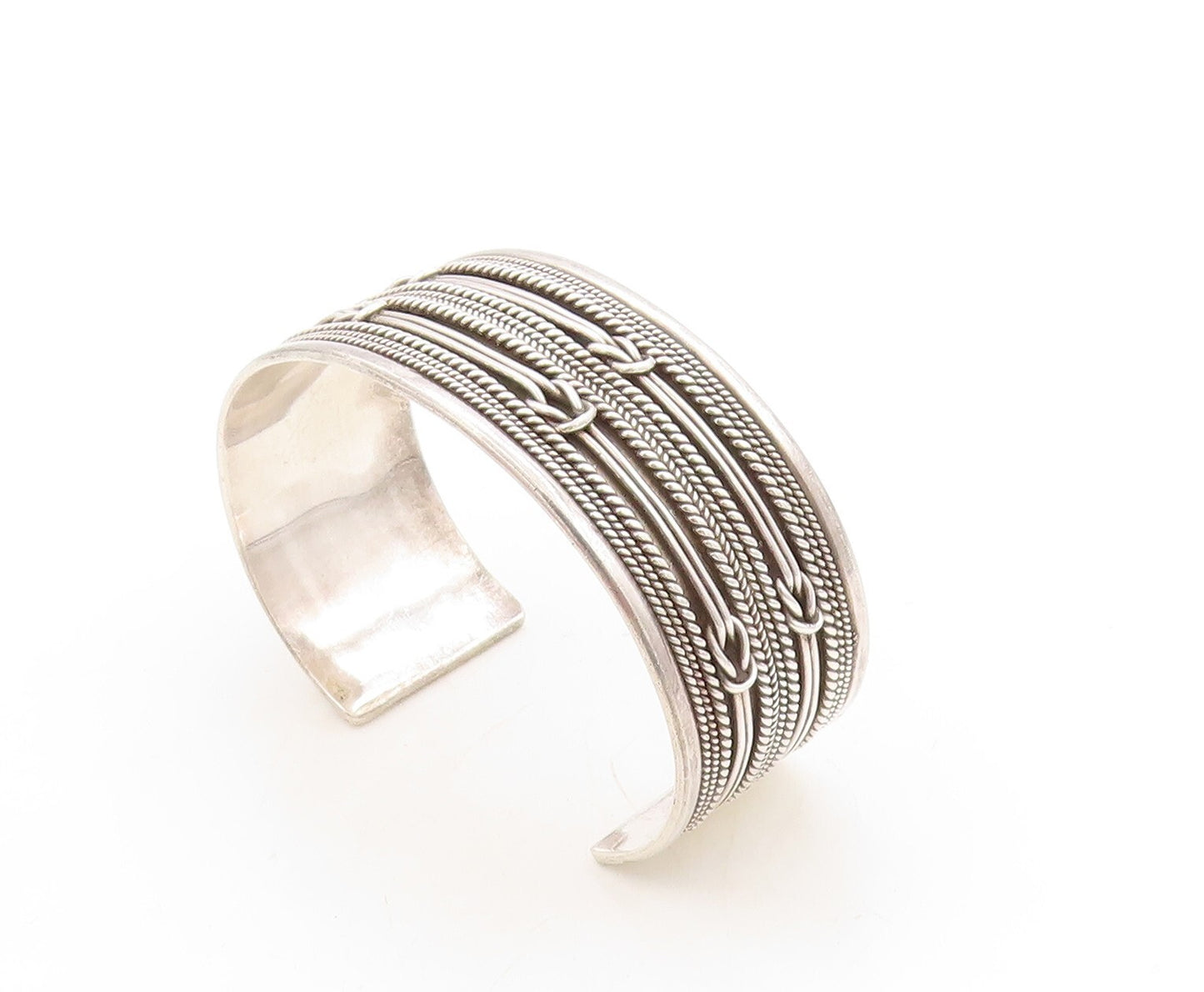 925 Sterling Silver Vintage Bracelet Multi Design Chain Carved Cuff  BT10940
