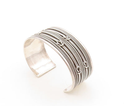 925 Sterling Silver Vintage Bracelet Multi Design Chain Carved Cuff  BT10940