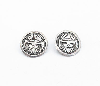 925 Silver Vintage Traditional Pattern Button Earrings EG2181