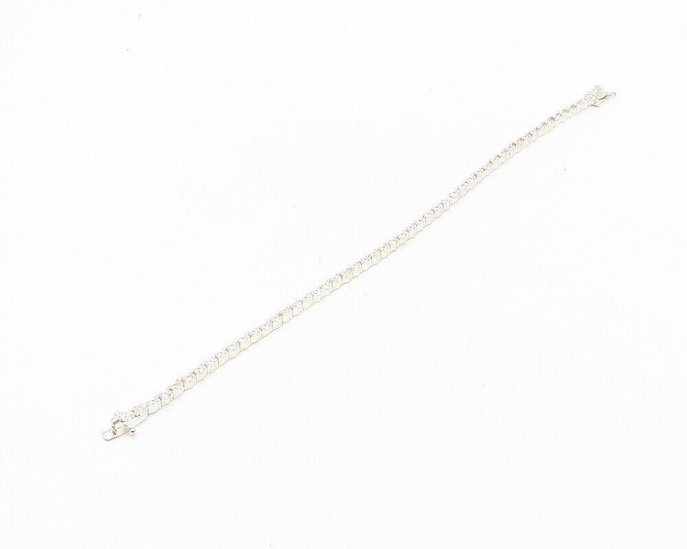 925 Sterling Silver  Shiny Round Cut Cubic Zirconia Tennis Bracelet  BT7371