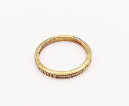 925 Sterling Silver Vintage Ring Gold Plated Diamonds Inlay  Sz 7  RG29727