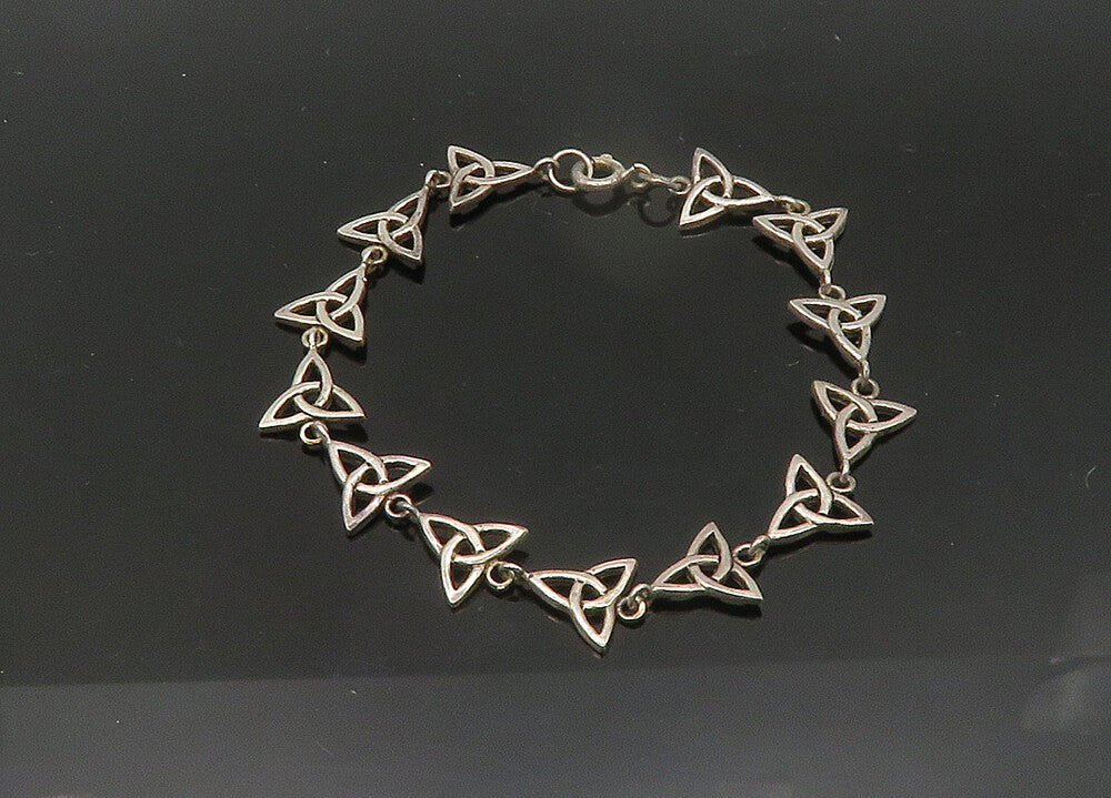 PETER STONE 925 Sterling Silver  Vintage Celtic Knot Chain Bracelet  BT8636